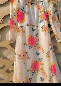 Floral Print Anarkali Gown
