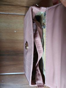 Pink Croc Embossed Crossbody Bag