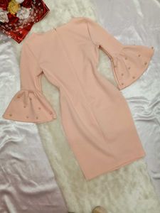 🌺SHEIN Peach Pearl Bell Sleeve Dress🌺