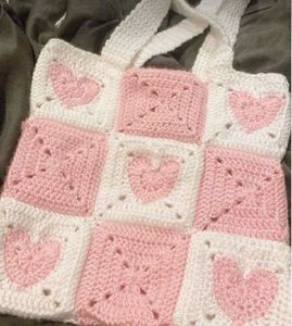 Crochet Heart Tote Bag