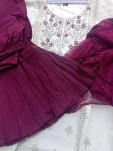 Embroidered White sharara set