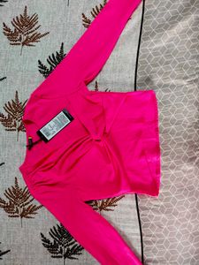 WOMEN PINK FRONT KNOT TOP