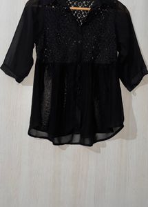 Black Lace Detail Top