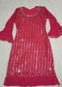 Pink Sequins Kurti &amp; Sharara