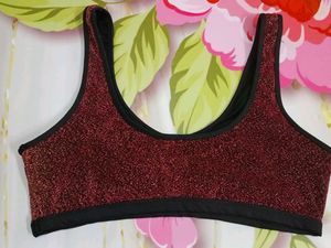 (1200)Sparkly Burgundy Crop Top
