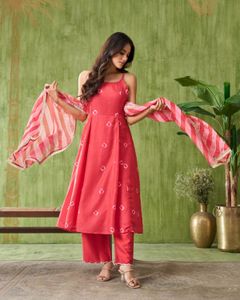 Coral Pink Tie-Dye &amp; Striped Suit Set