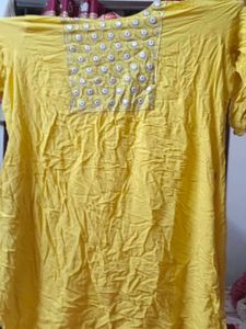 Yellow Embroidered Kurta