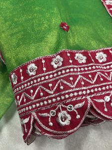 Elegant Green Saree with Border Detail