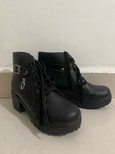 Black leather boots