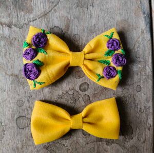 Yellow Floral Hair Bow Set