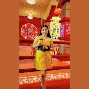 Yellow Fit &amp; Flare Stretchable Dress