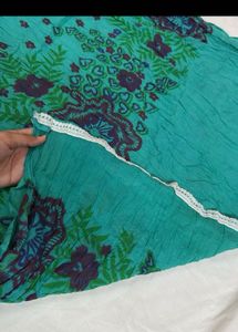 Green floral print jaipuri cotton dupatta
