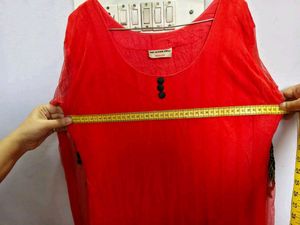 coralEmbroidered Anarkali gown