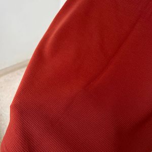 Red Ribbed Mini Skirt