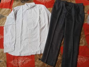 white shirt black shining pant