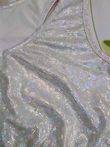 (1100)Silver Sparkle Crop Top