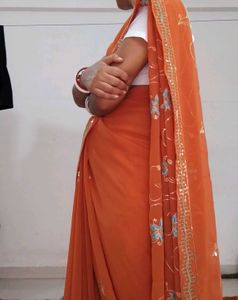 Rust Sequin Saree