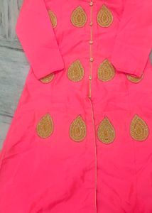 Graceful Pink and Gold Embroidered Ethnic Gown