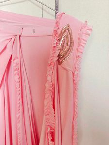 Elegant Pink Ready To Wear Saree