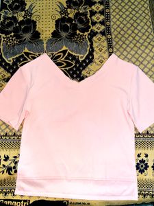 Pink V-Neck Crop Top