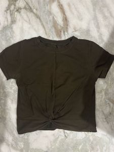 Olive Green Twist Front Tee
