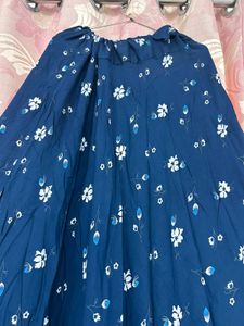 Floral Print Blue Skirt