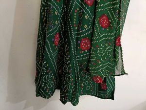 Green Bandhani Kurta Set