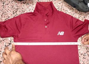 Maroon New Balance Polo Dry-Fit T-Shirt | Sporty