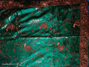 Green Silk Saree With Sequence Work