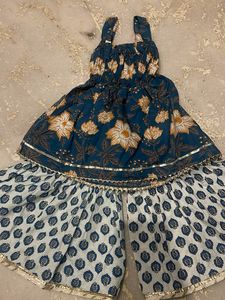 Baby Girl Sleeveless Frock With Sharara Pant