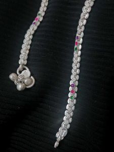 Silver Anklet with Colorful Accents