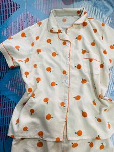 Cute Orange Print Night Suit