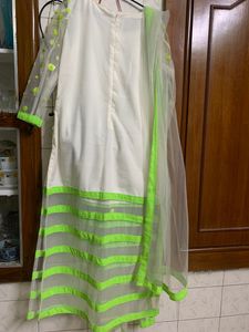 White Suit With Dupatta Absolutely New With Price Is Negotiable Neon Green Sequins  Work