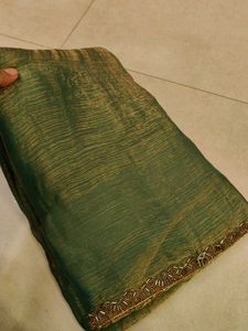 Emerald Green Saree with Beaded Border