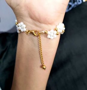 FREE SHIPPING...2 Pearl &amp; Gold Beaded Bracelet