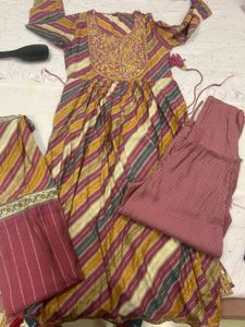 Striped Anarkali Suit Set