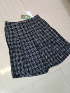 Plaid Button-Front Skirt