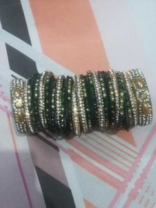 Green &amp; Golden Bangle Set