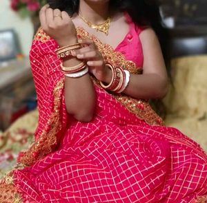 Elegant Pink Embellished Saree