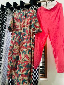 Blue Pink Kurti And Plazo