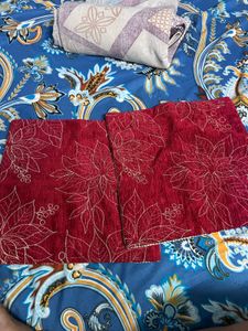 Red Floral Cushion Cover Set of Two.