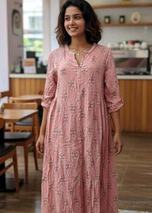 XL Elegant Pink Printed Dress