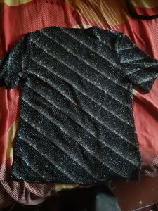 Sparkly Striped Short Sleeve Top
