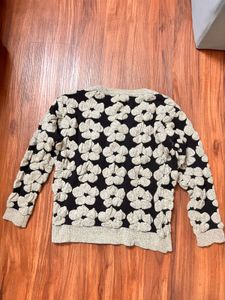 Grey Flower Sweater