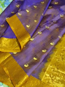 Purple &amp; Gold Kanchipuram Silk Saree
