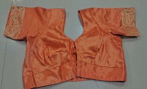 Elegant Peach Saree with stones and breads