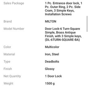 Milton Entrance Door Inter Lock
