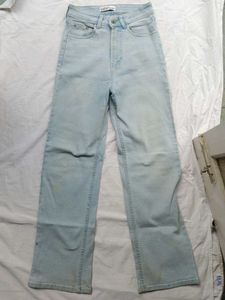 washed blue straight fit jeans