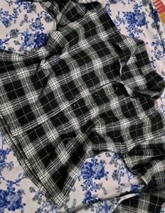 Black And White Striped Crop Shirt