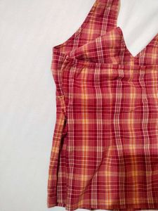 Red Check Y2K Halter Top